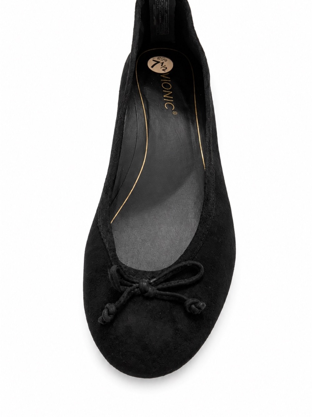 Vionic Black Suede Bow Flat